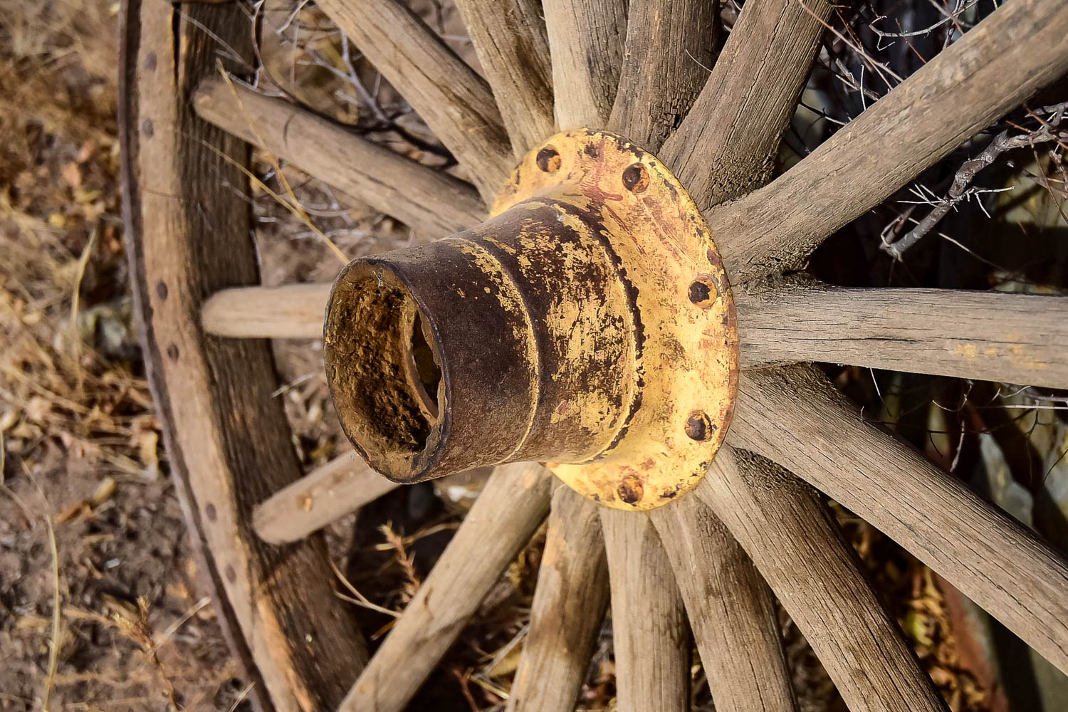 Antique Wood and Iron Wagon Wheel