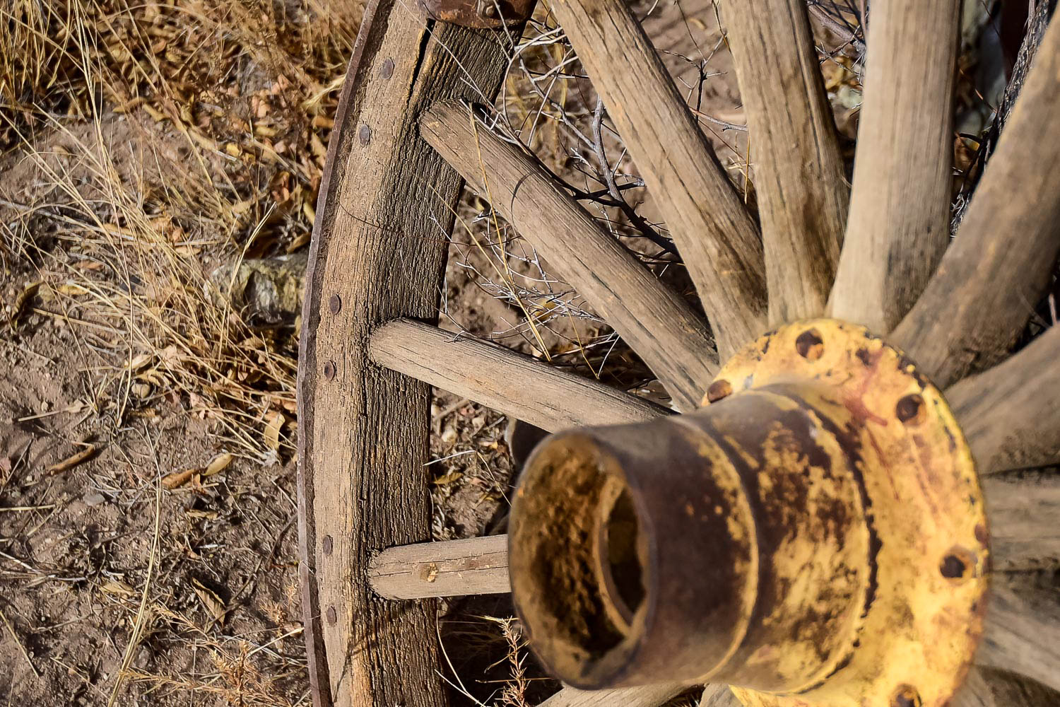 Antique Wood and Iron Wagon Wheel