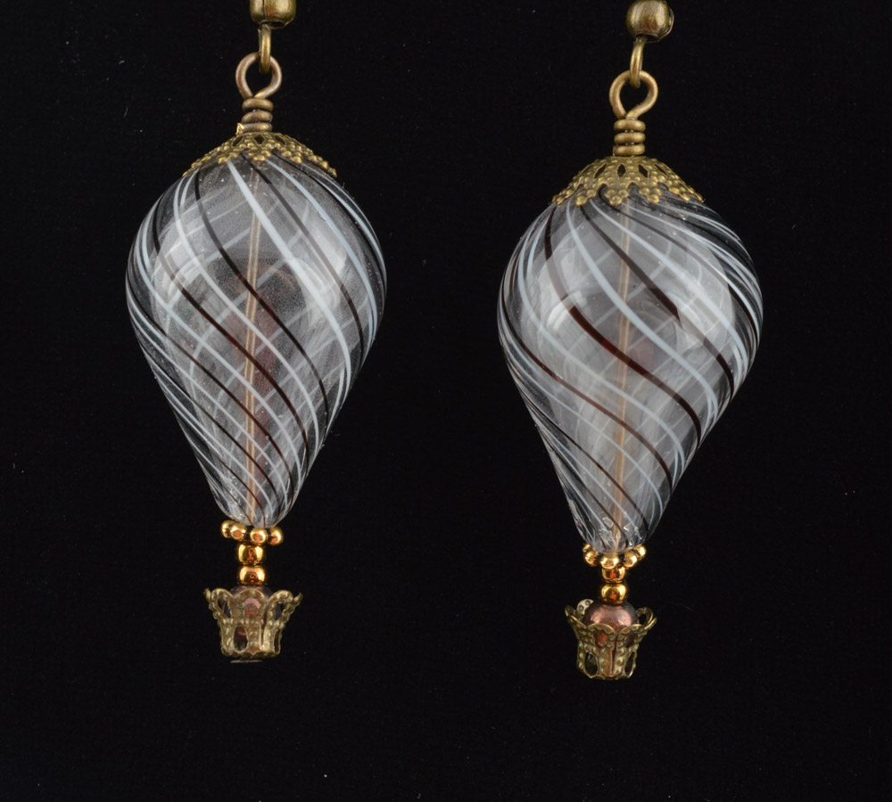 Handcrafted Hot Air Balloon Blown Glass Earrings
