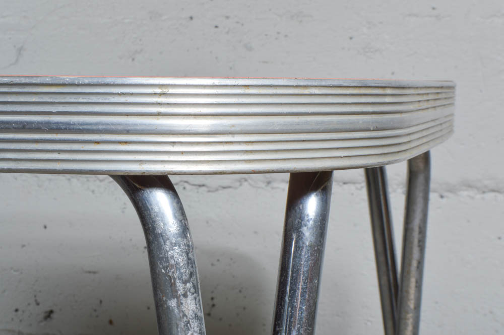 Vintage 1950s Red Formica Table and Three Chairs