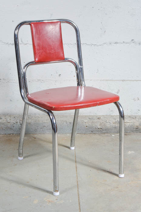 Vintage 1950s Red Formica Table and Three Chairs