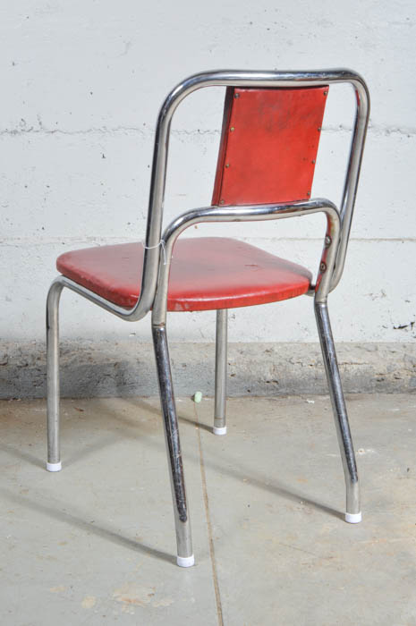 Vintage 1950s Red Formica Table and Three Chairs