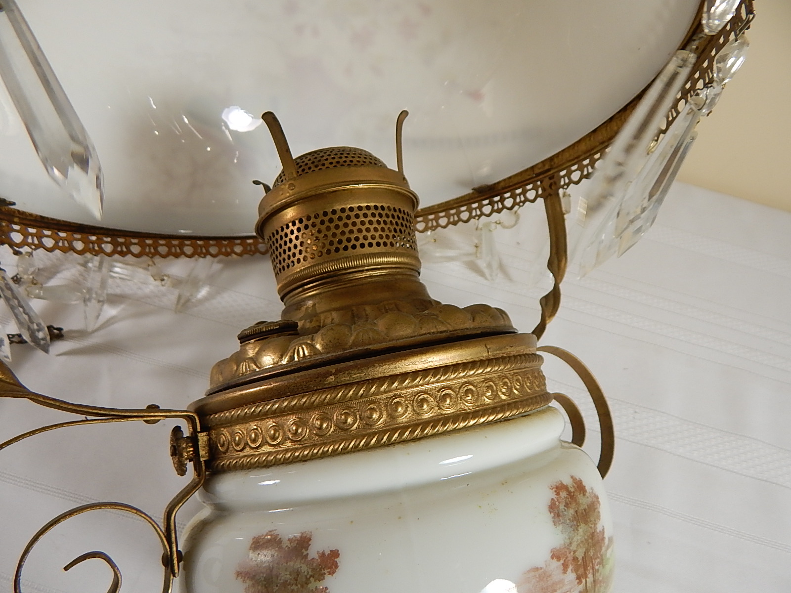 Antique Victorian Hanging Oil Lamp