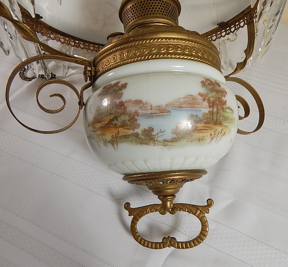 Antique Victorian Hanging Oil Lamp