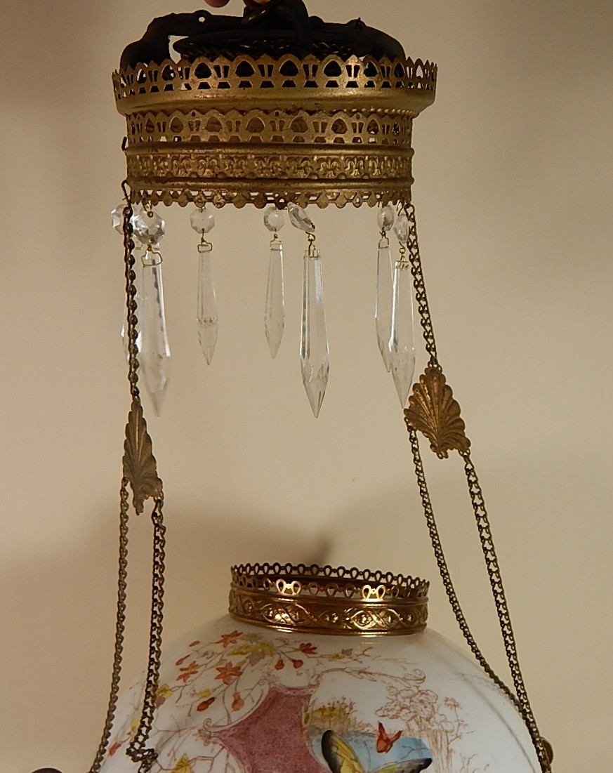 Antique Victorian Hanging Oil Lamp