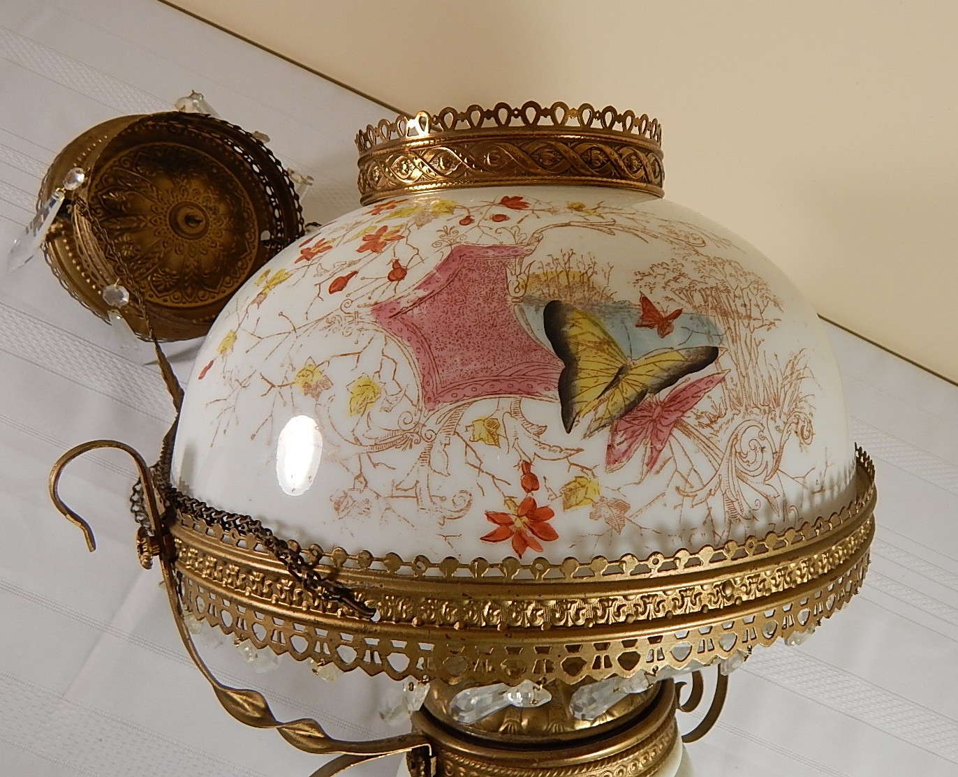 Antique Victorian Hanging Oil Lamp