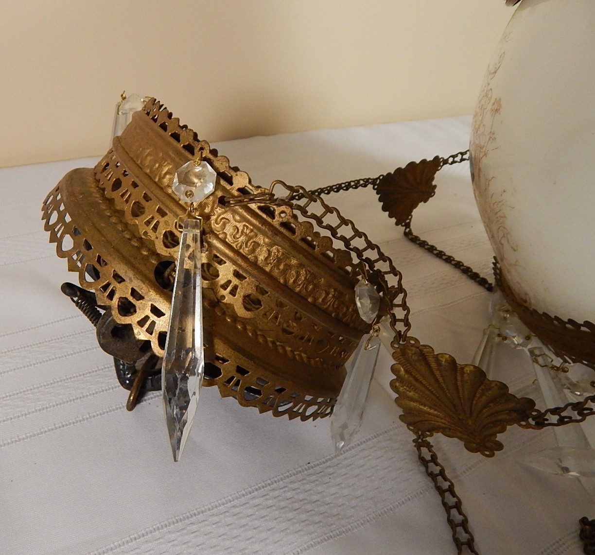 Antique Victorian Hanging Oil Lamp