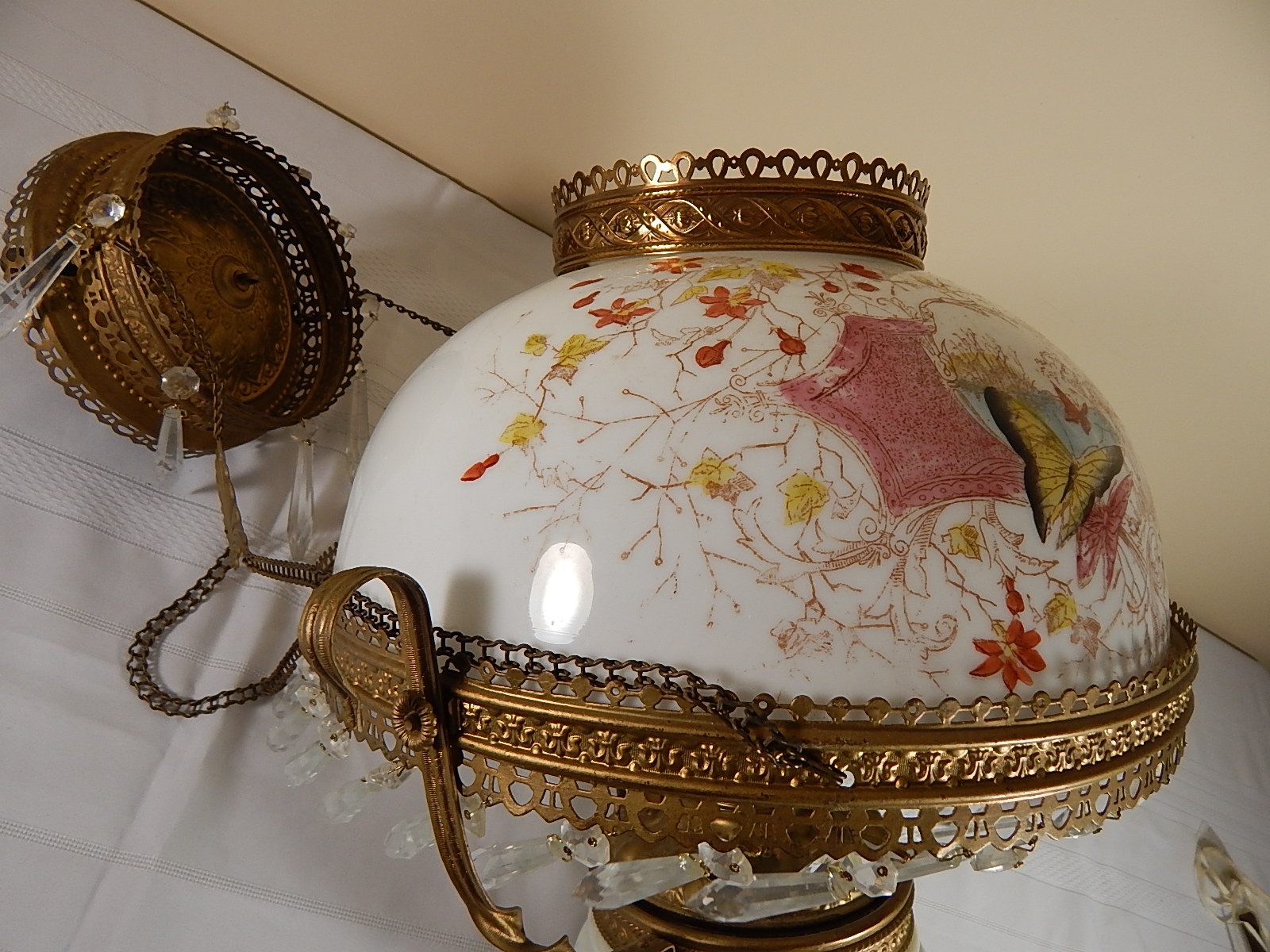 Antique Victorian Hanging Oil Lamp