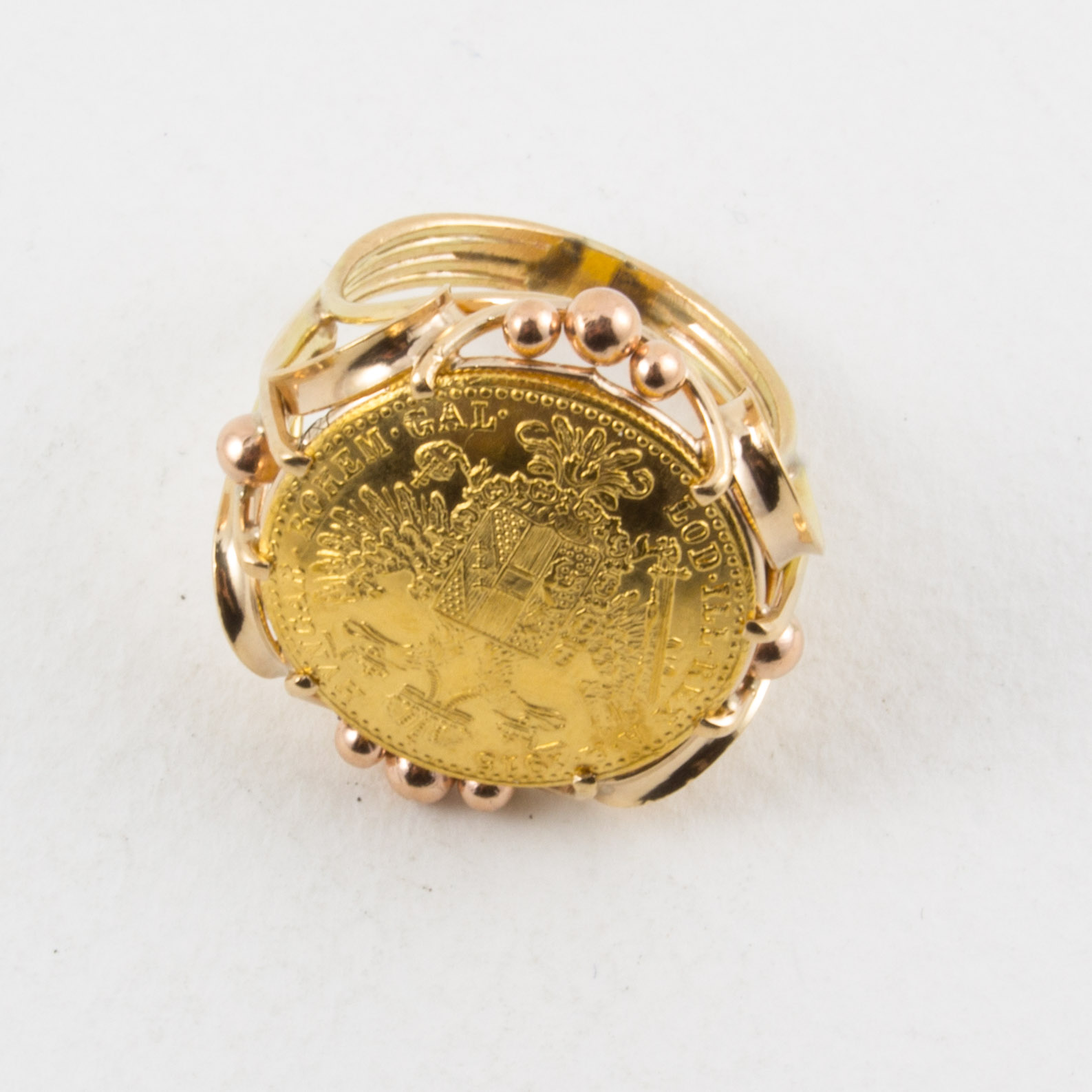 Gold 1915 Austrian One Ducat Coin Ring