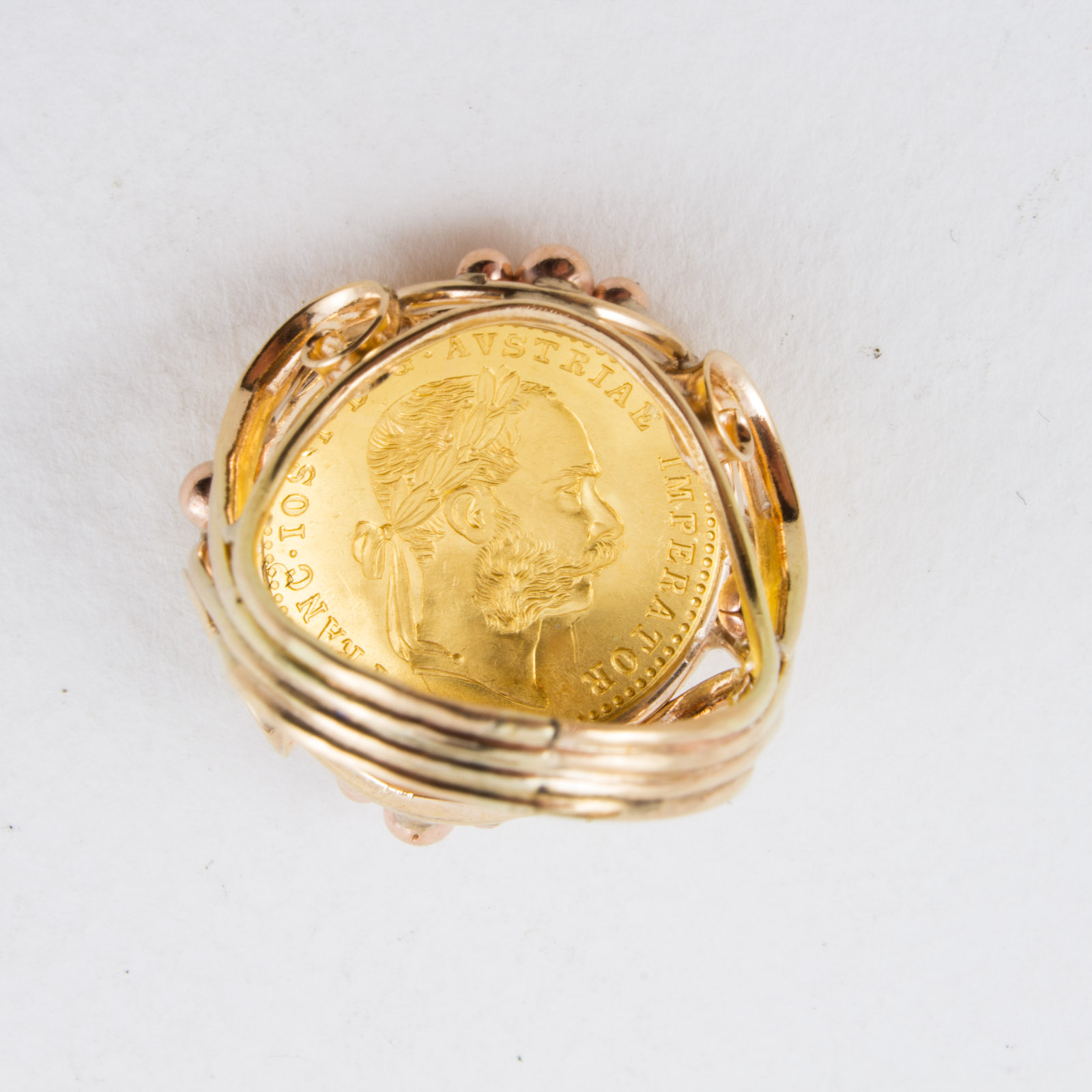 Gold 1915 Austrian One Ducat Coin Ring
