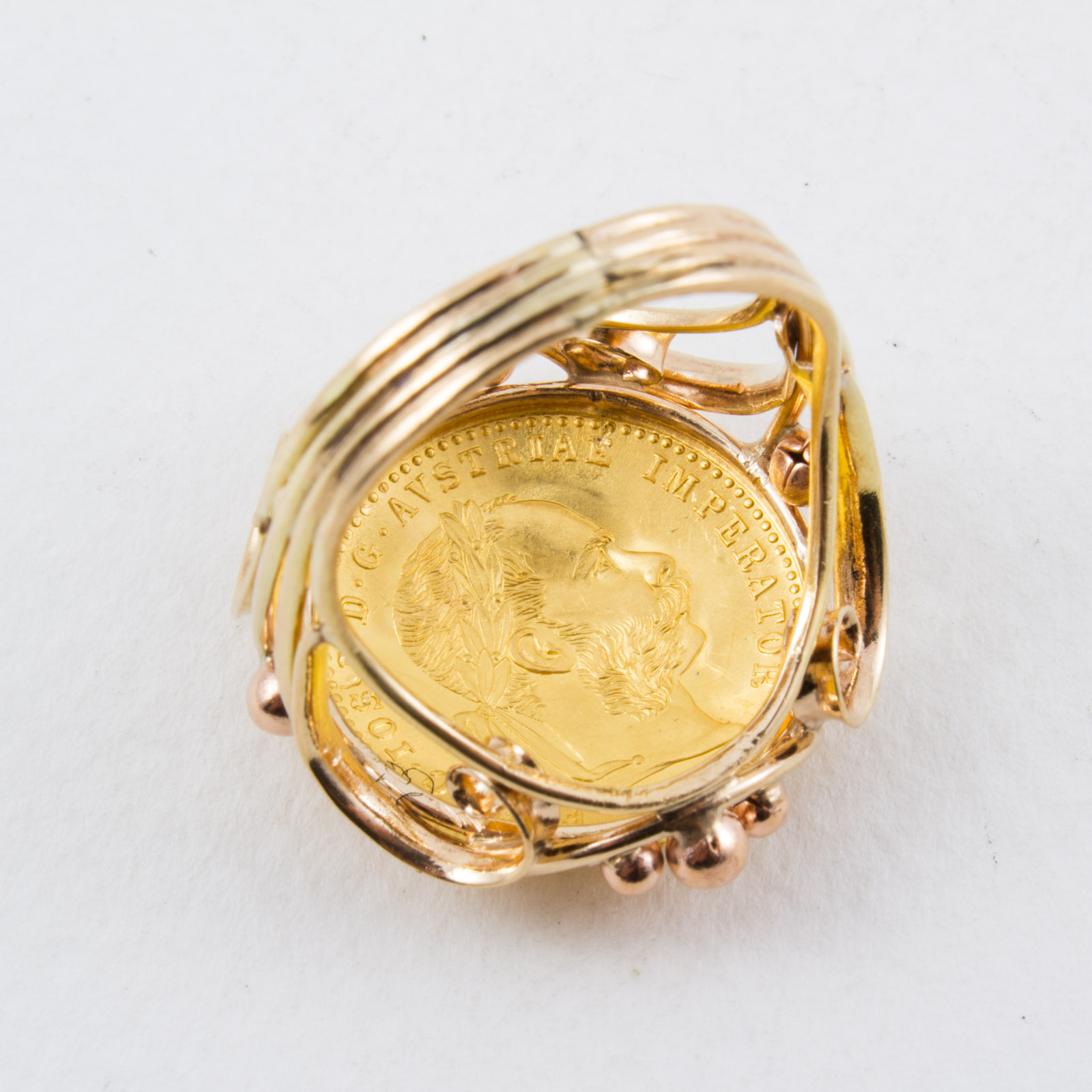 Gold 1915 Austrian One Ducat Coin Ring