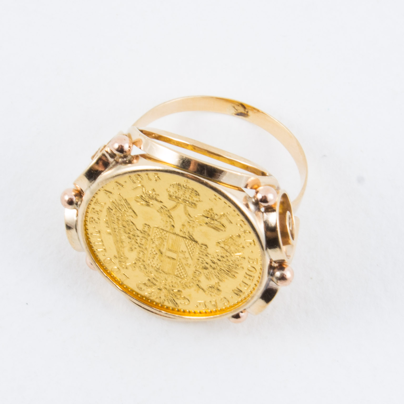 Gold 1915 Austrian One Ducat Coin Ring