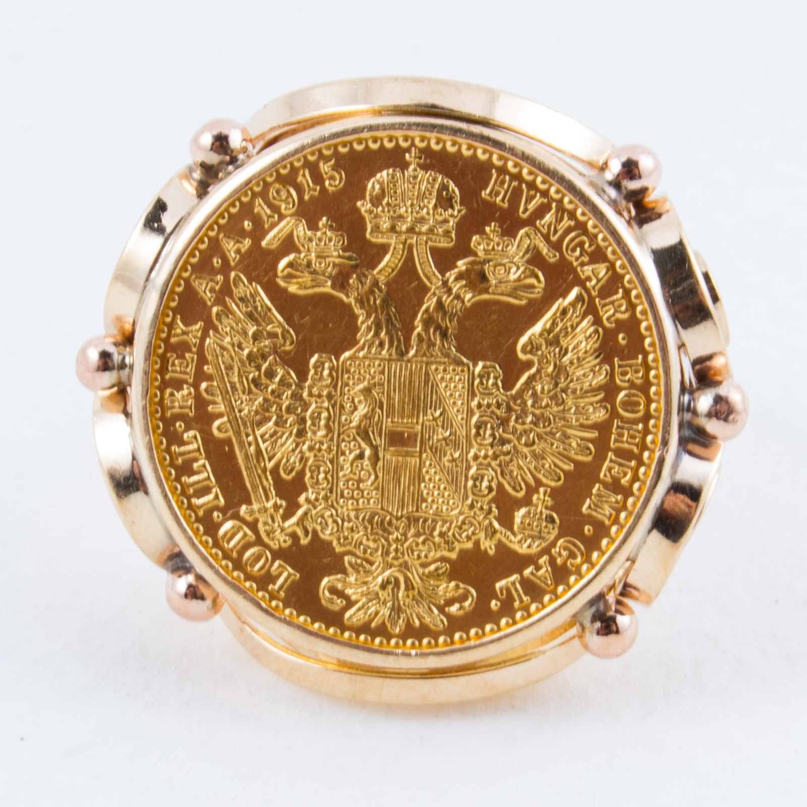 Gold 1915 Austrian One Ducat Coin Ring