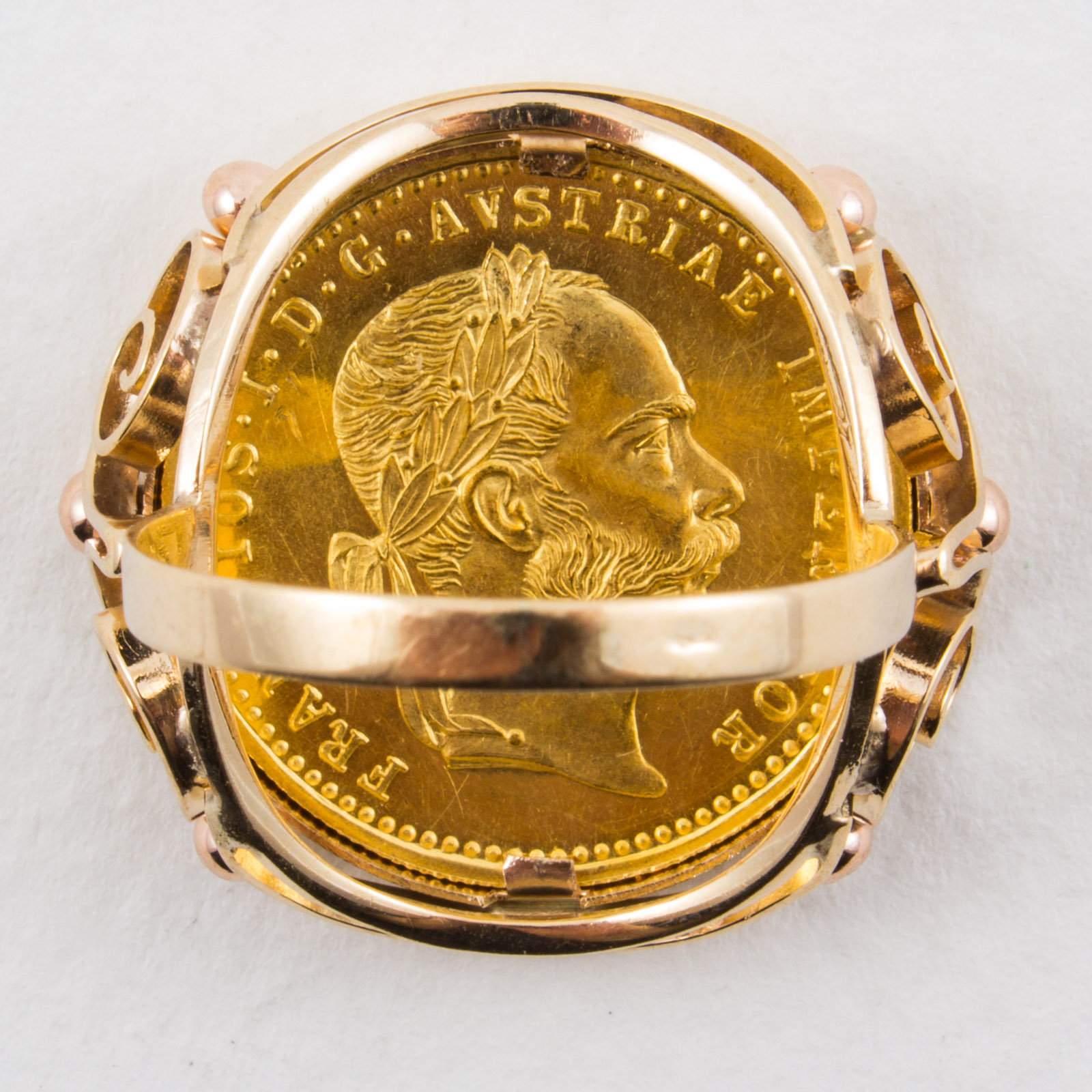 Gold 1915 Austrian One Ducat Coin Ring