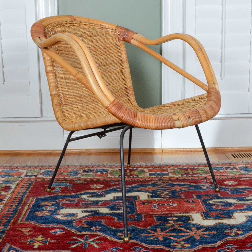 Wicker and Bamboo Arm Chair