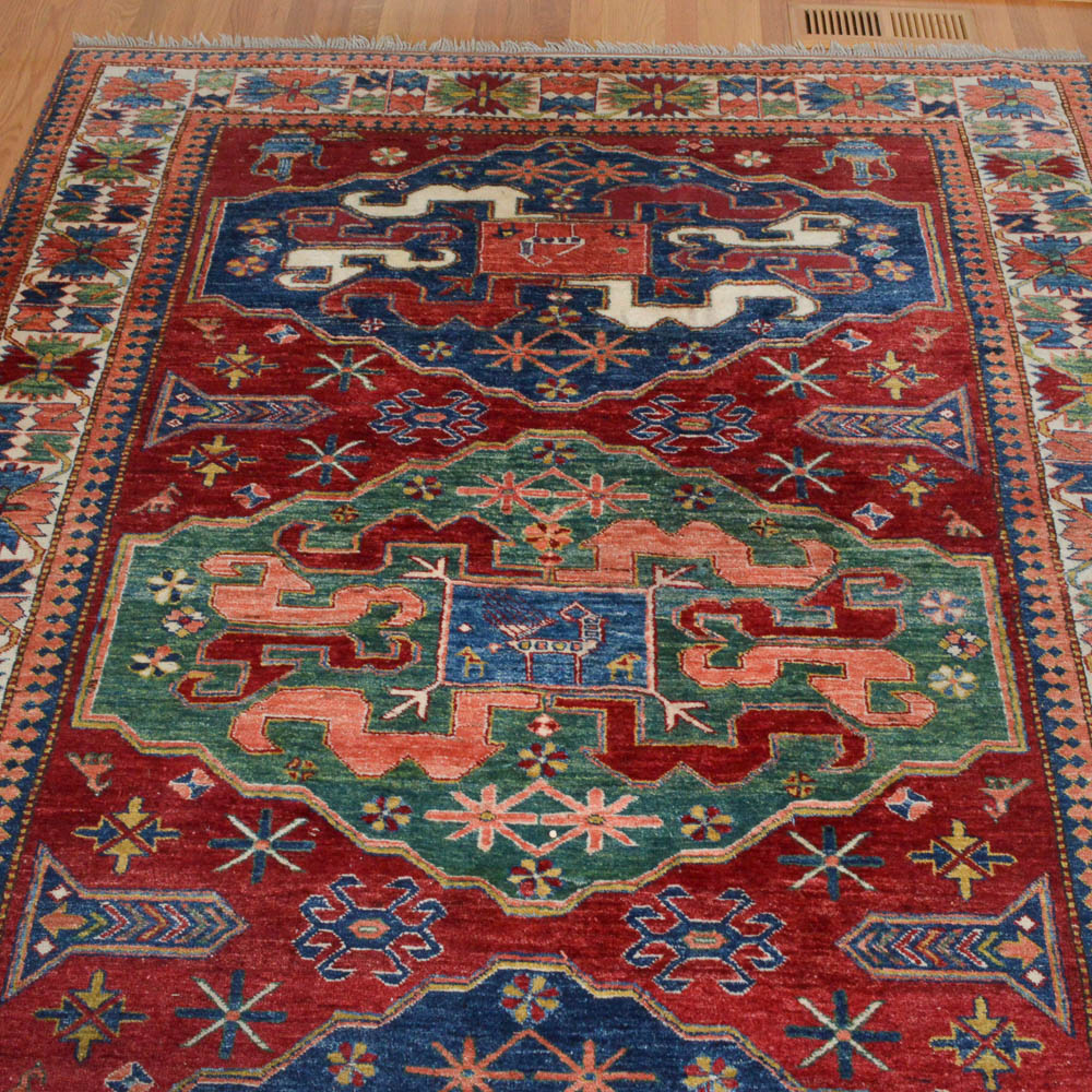Exceptional Handwoven Kazak Cloud-band Chondzoresk Area Rug