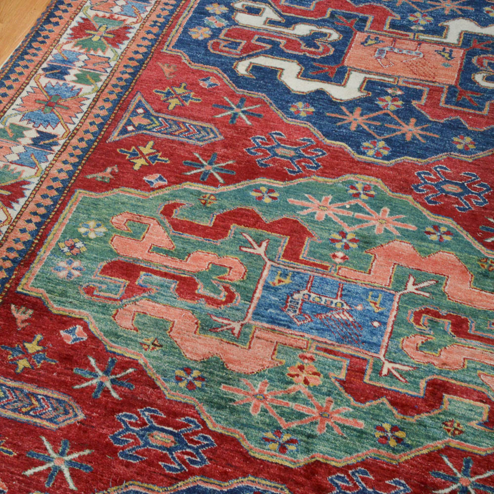 Exceptional Handwoven Kazak Cloud-band Chondzoresk Area Rug