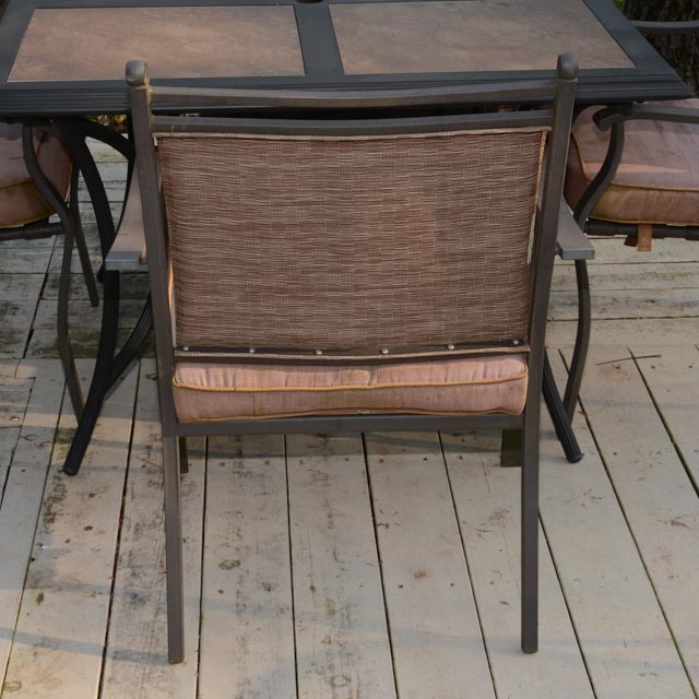 Cast Aluminum Tile Top Patio Table and Chairs
