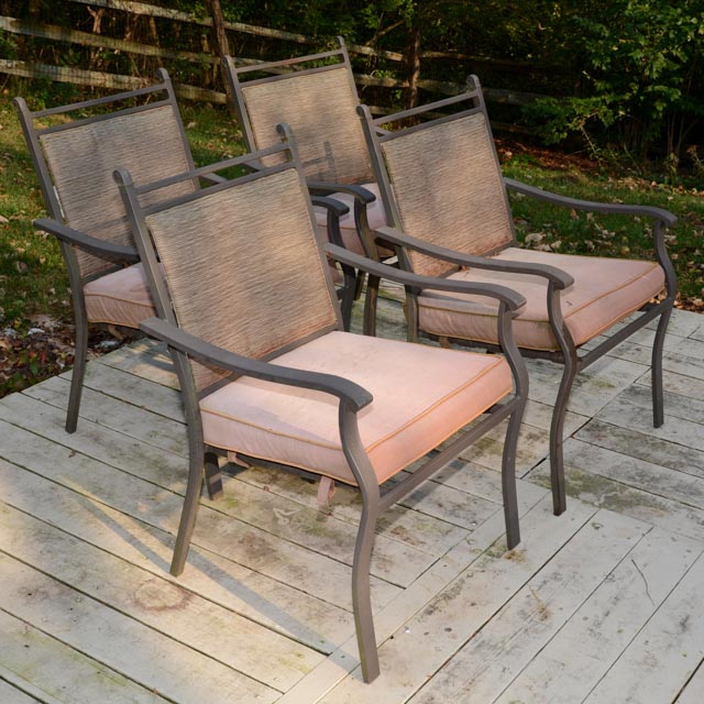 Cast Aluminum Tile Top Patio Table and Chairs