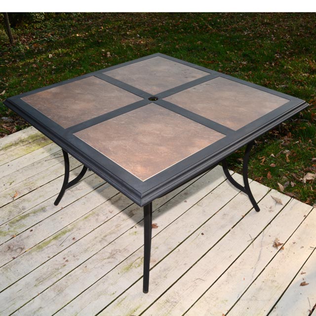 Cast Aluminum Tile Top Patio Table and Chairs