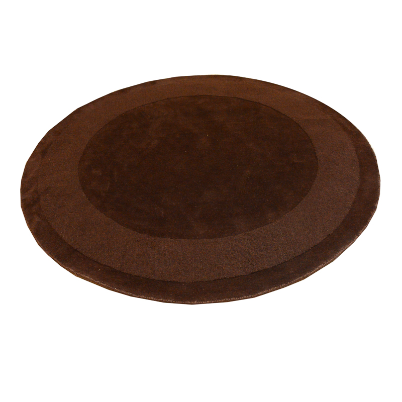 Circular Brown Machine Made Area Rug