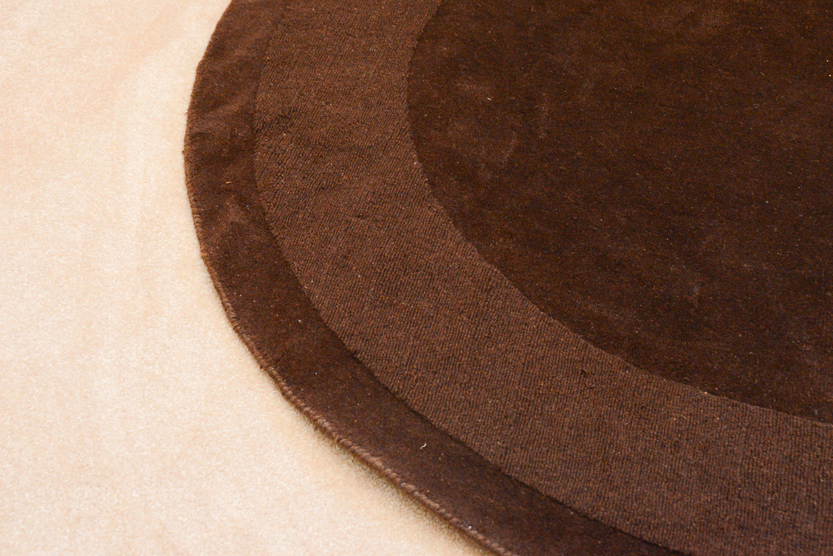 Circular Brown Machine Made Area Rug