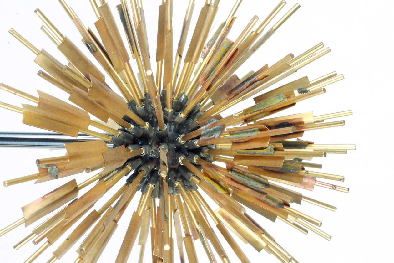 Brass Wall Sculpture with Marble Base “Sputnik”