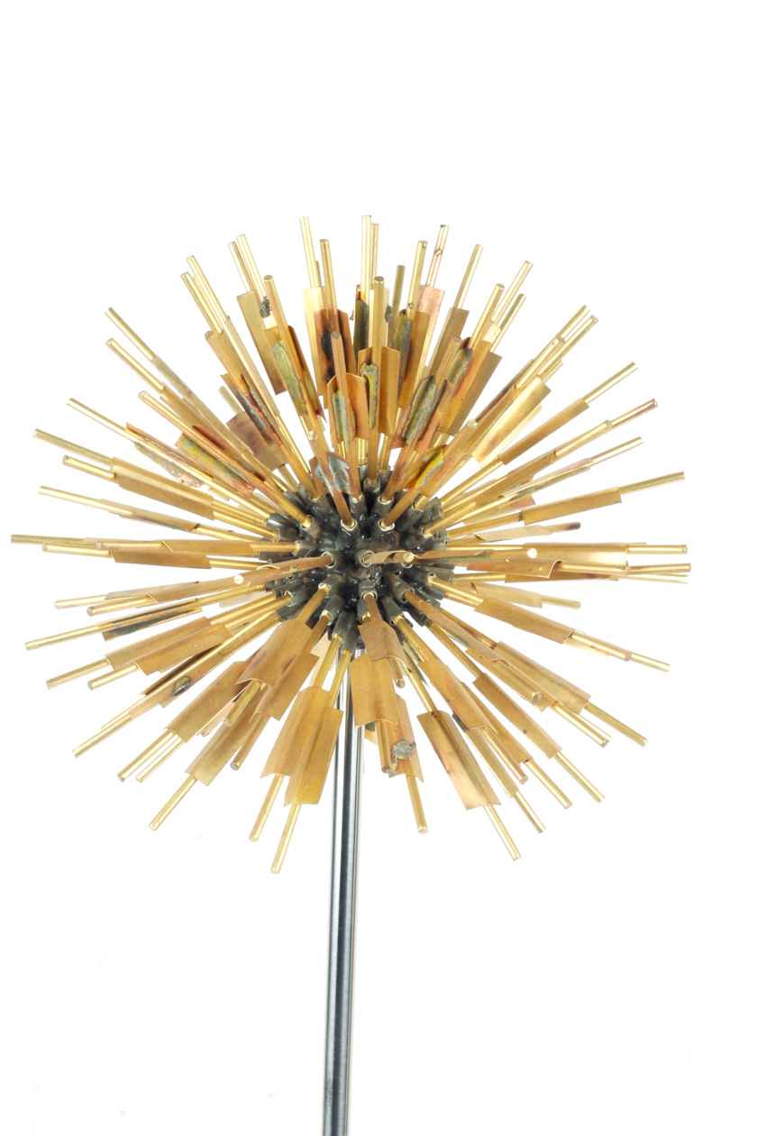 Brass Wall Sculpture with Marble Base “Sputnik”