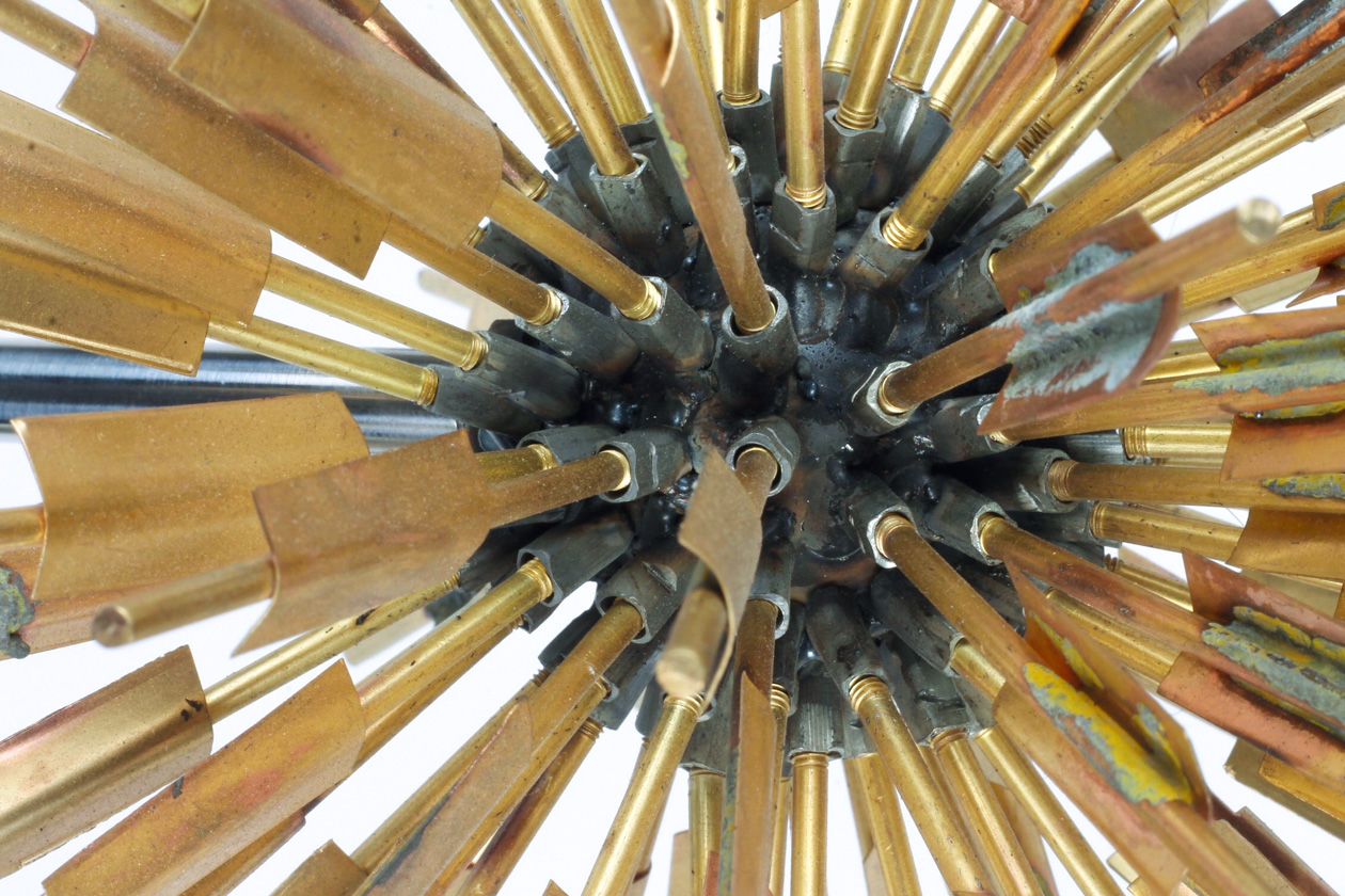 Brass Wall Sculpture with Marble Base “Sputnik”