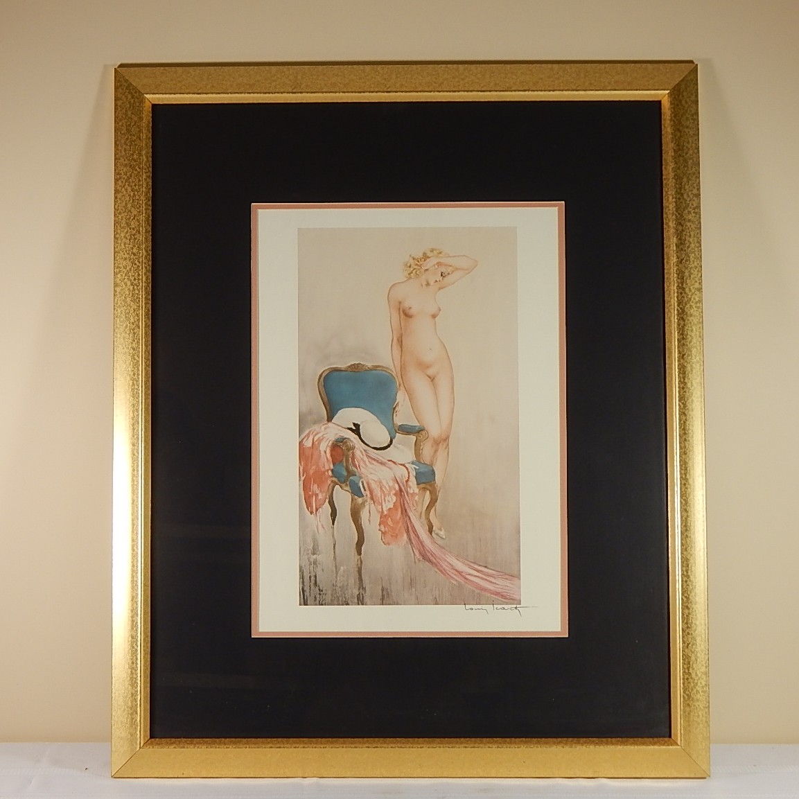 Louis Icart Framed Offset Lithograph "Pink Slip"