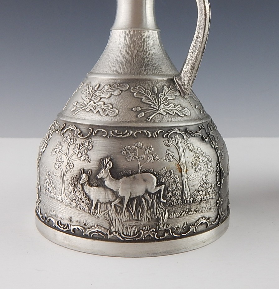 SKS Zinn Germany Pewter Decanter and Shot Glasses