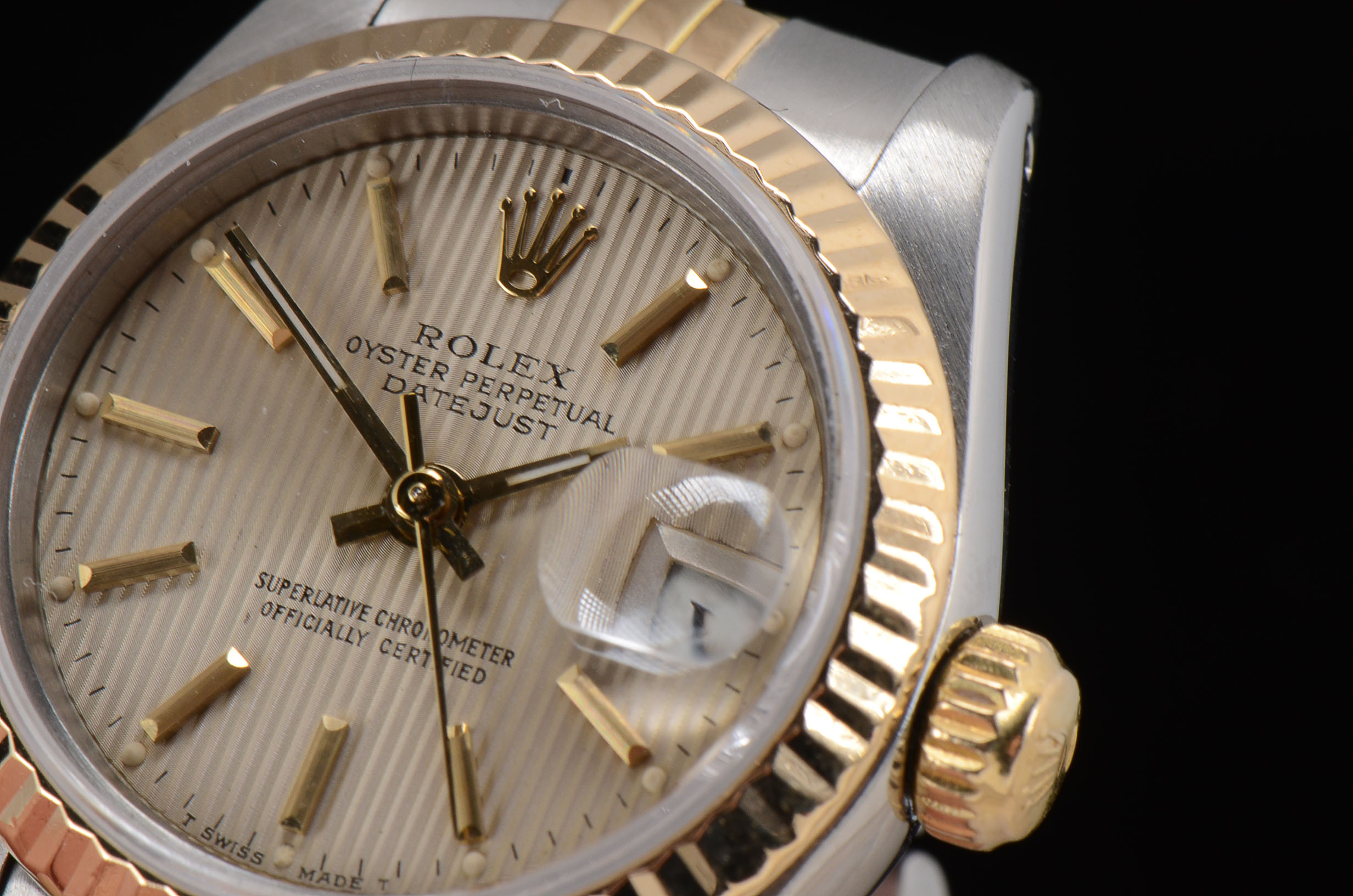 Women's Rolex Datejust 18K Gold and Steel Silver Tapestry Dial Automatic Watch