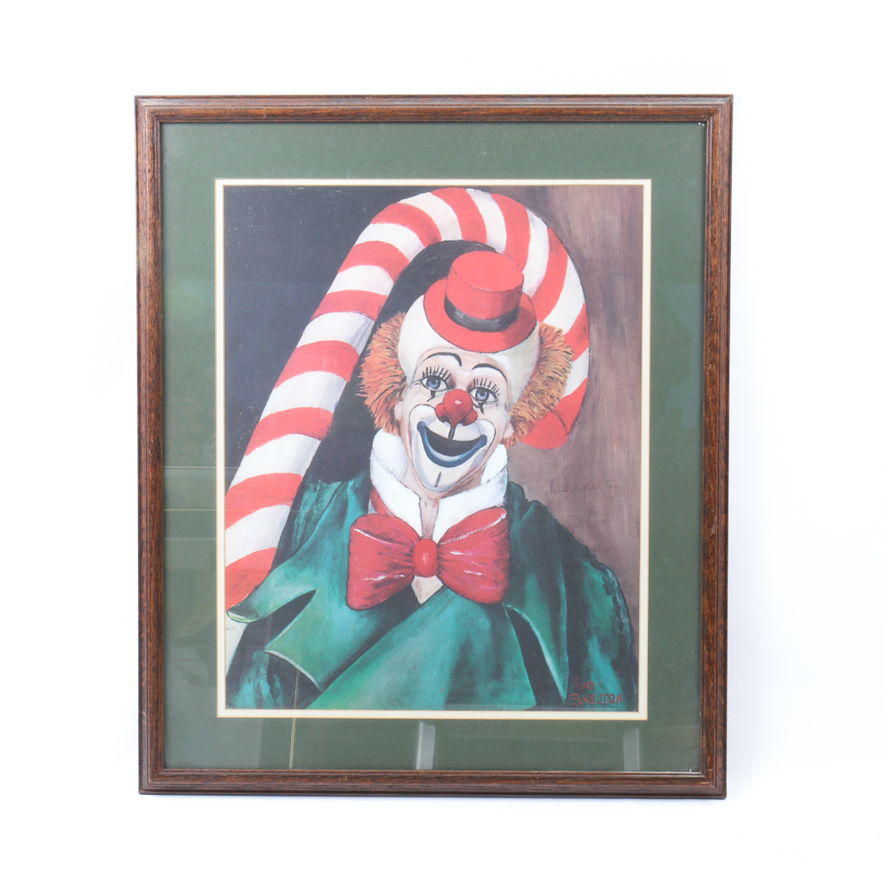 Red Skelton "Candy Cane Clown" Offset Lithograph