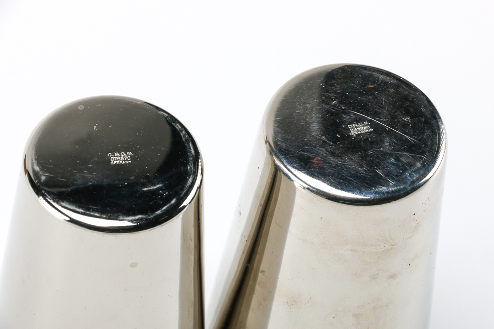 German D.R.G.M. Leather Cocktail Shaker With Accessories