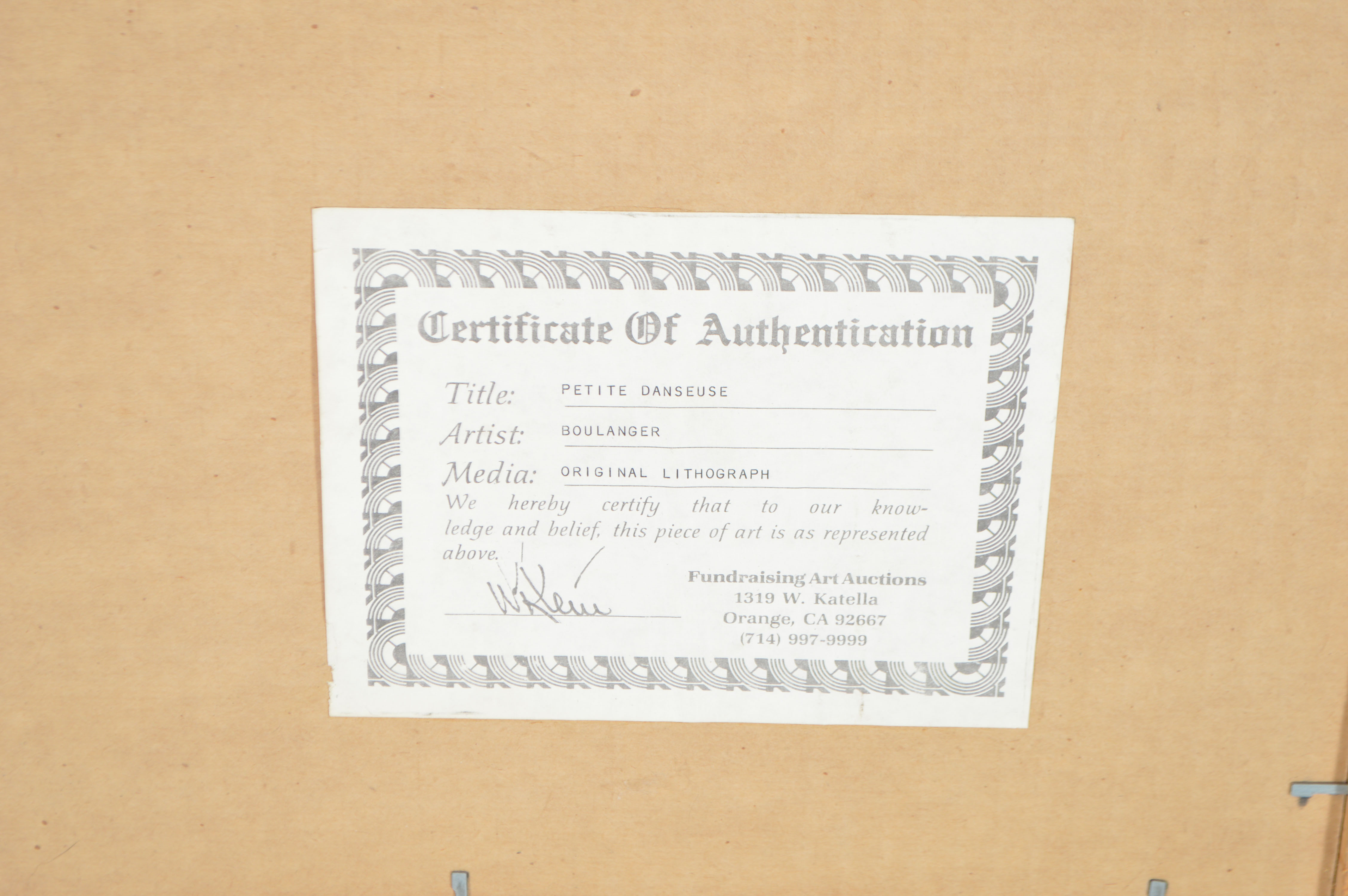 Original Framed Lithograph "Petite Danseuse" by Rodo Boulanger