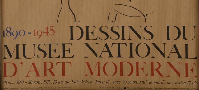 Original 1975 Exhibition Poster "1890 - 1945 Dessins du Museée National d'Art Moderne"