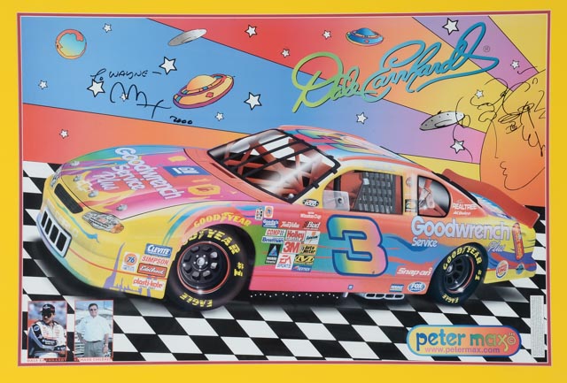 Peter Max Signed Offset Lithographic Poster of Dale Earnhardt's Race Car