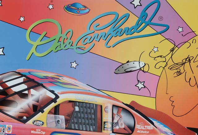 Peter Max Signed Offset Lithographic Poster of Dale Earnhardt's Race Car