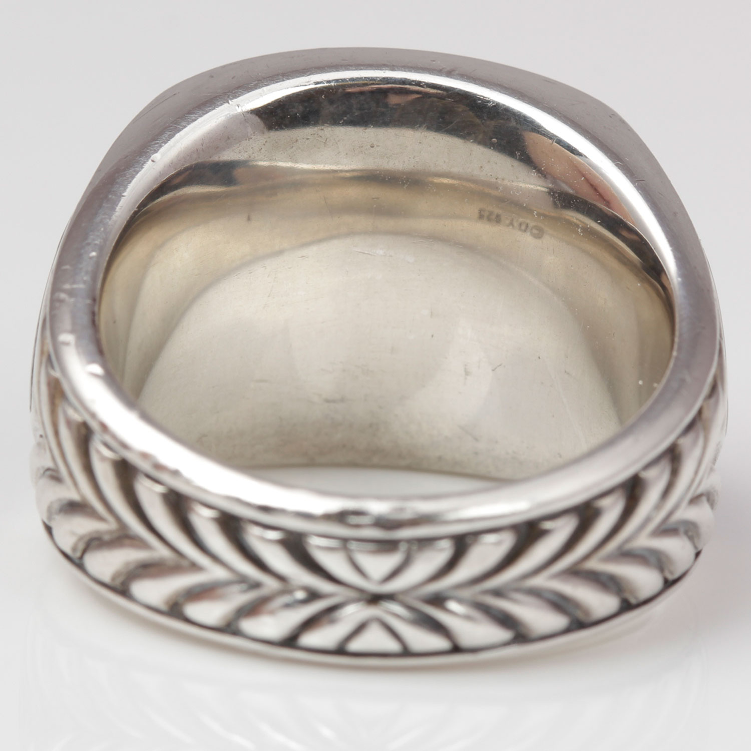 David Yurman Sterling Silver Three Side Exotic Stone Ring