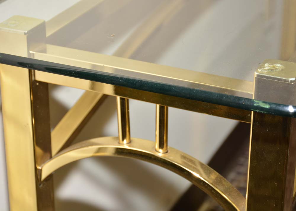 Glass Top Brass Foyer Table