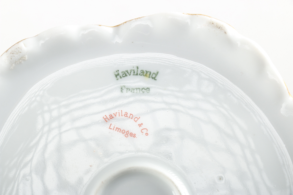 Pair of Limoges Floral Porcelain Pitchers