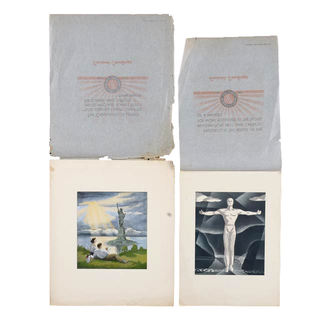 Pair of Solar Steel Corporation Vintage Holiday Prints