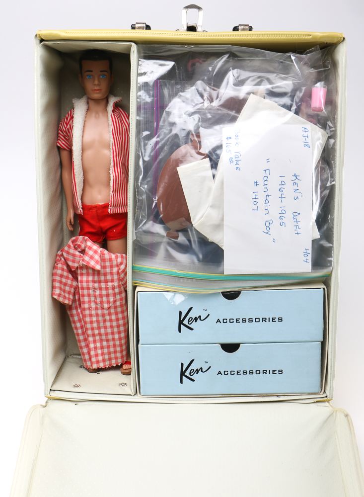 1960s Ken Doll Carrying Case with Doll and Accessories