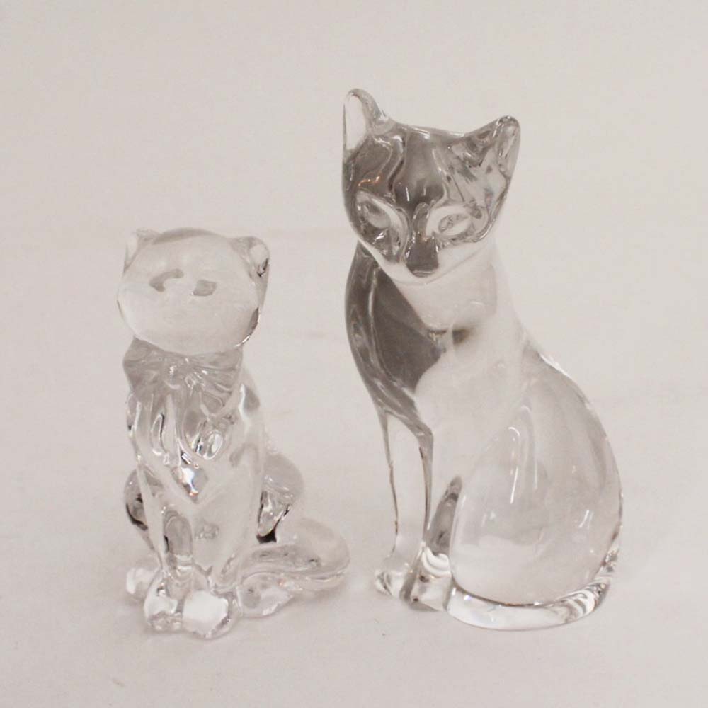 Pair of Lenox Crystal Cat Figurines