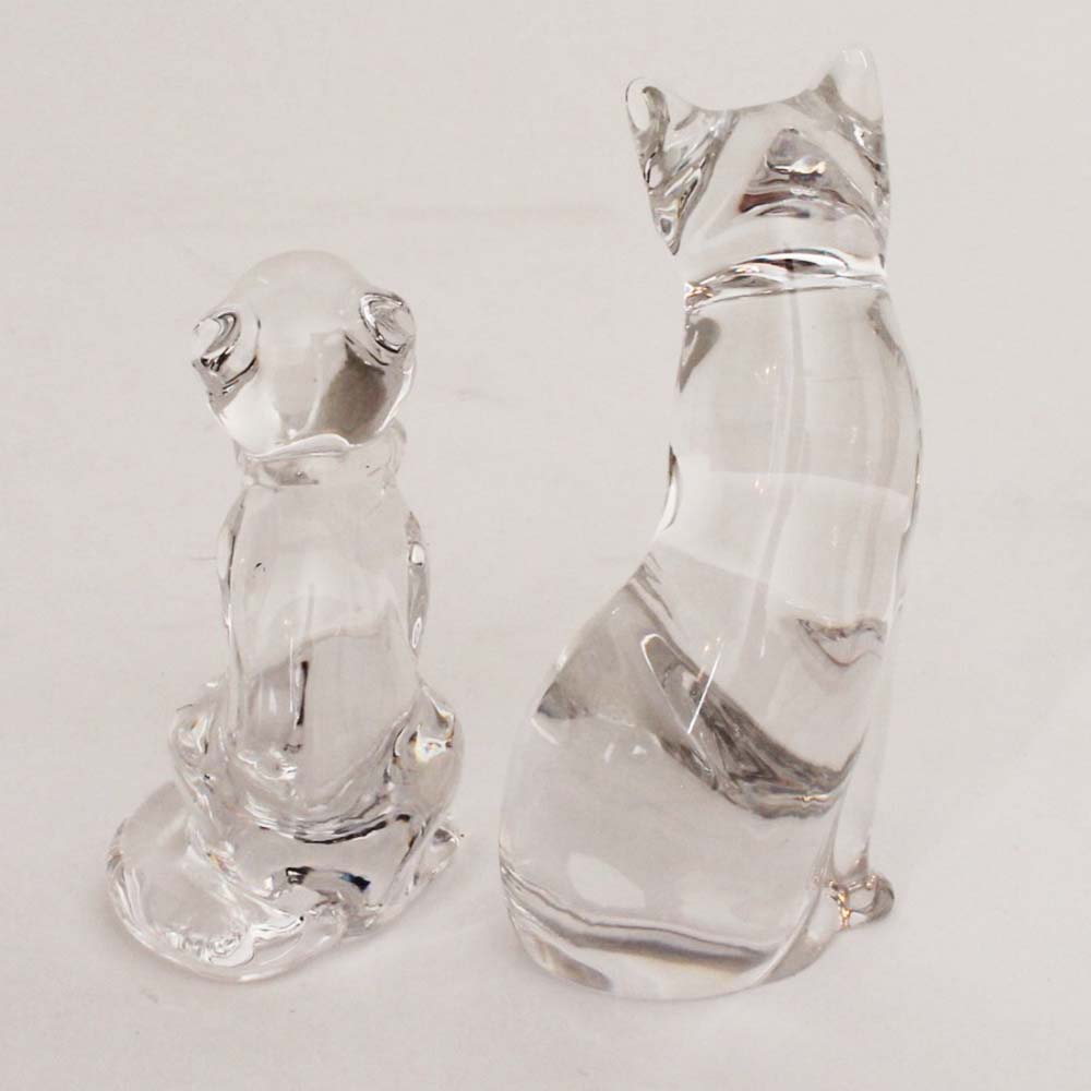 Pair of Lenox Crystal Cat Figurines