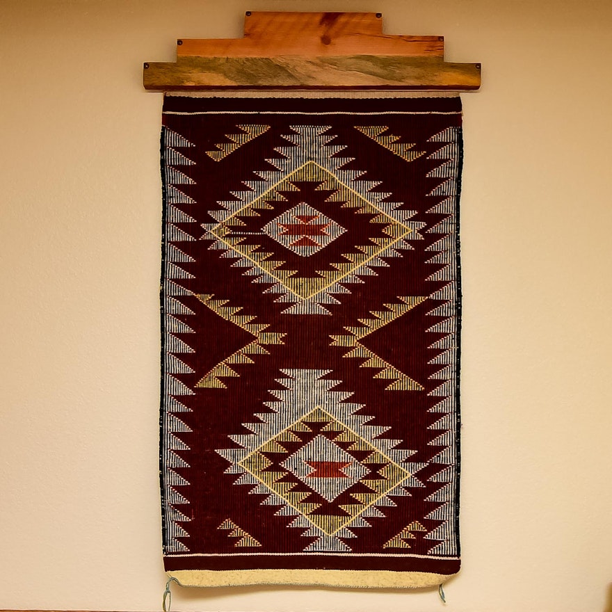Navajo Rug with a Handcrafted Wood Hanger