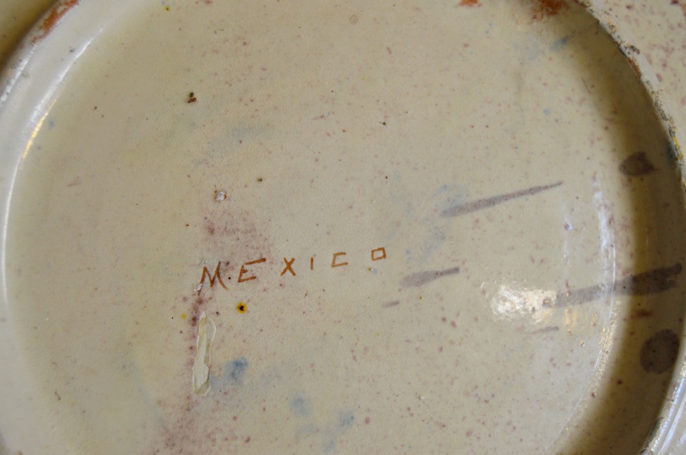 Mid Century Mexican Hand Painted Ceramic Bowls and Platter