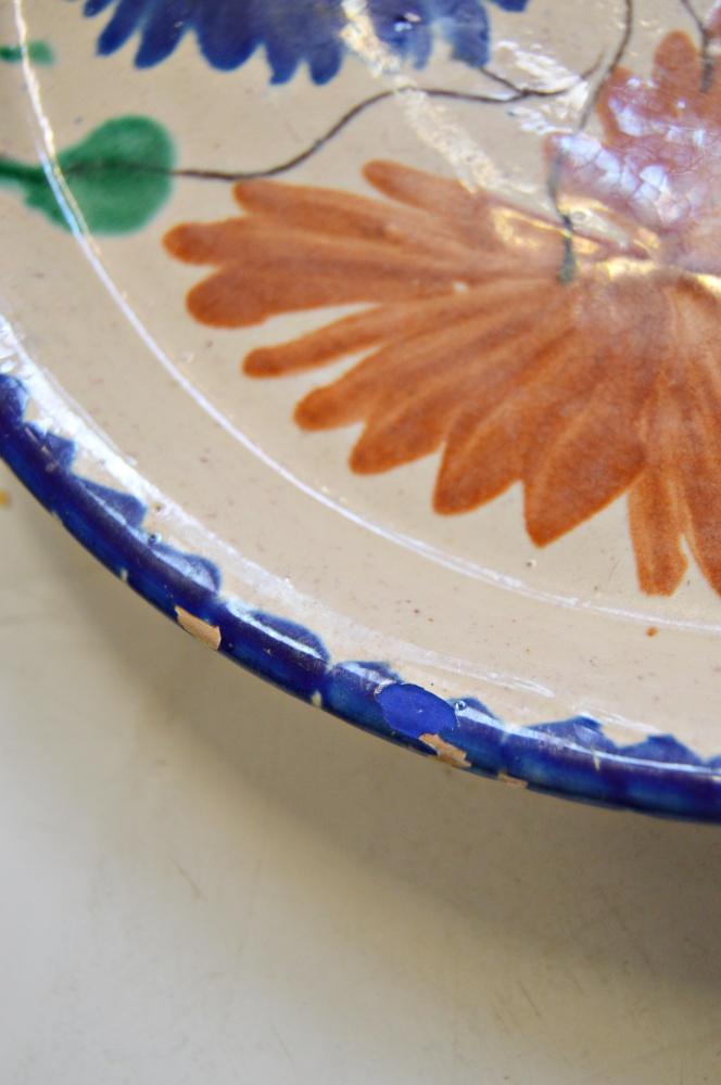 Mid Century Mexican Hand Painted Ceramic Bowls and Platter