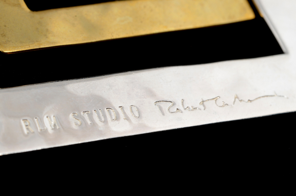 RLM Studio Sterling Silver and Brass Pendant Necklace with Black Cord