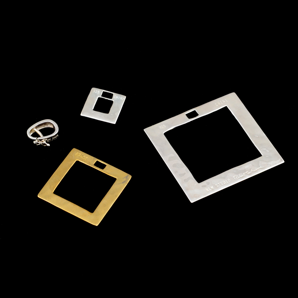 RLM Studio Sterling Silver and Brass Pendant Necklace with Black Cord